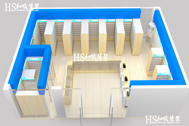 药店货架效果图